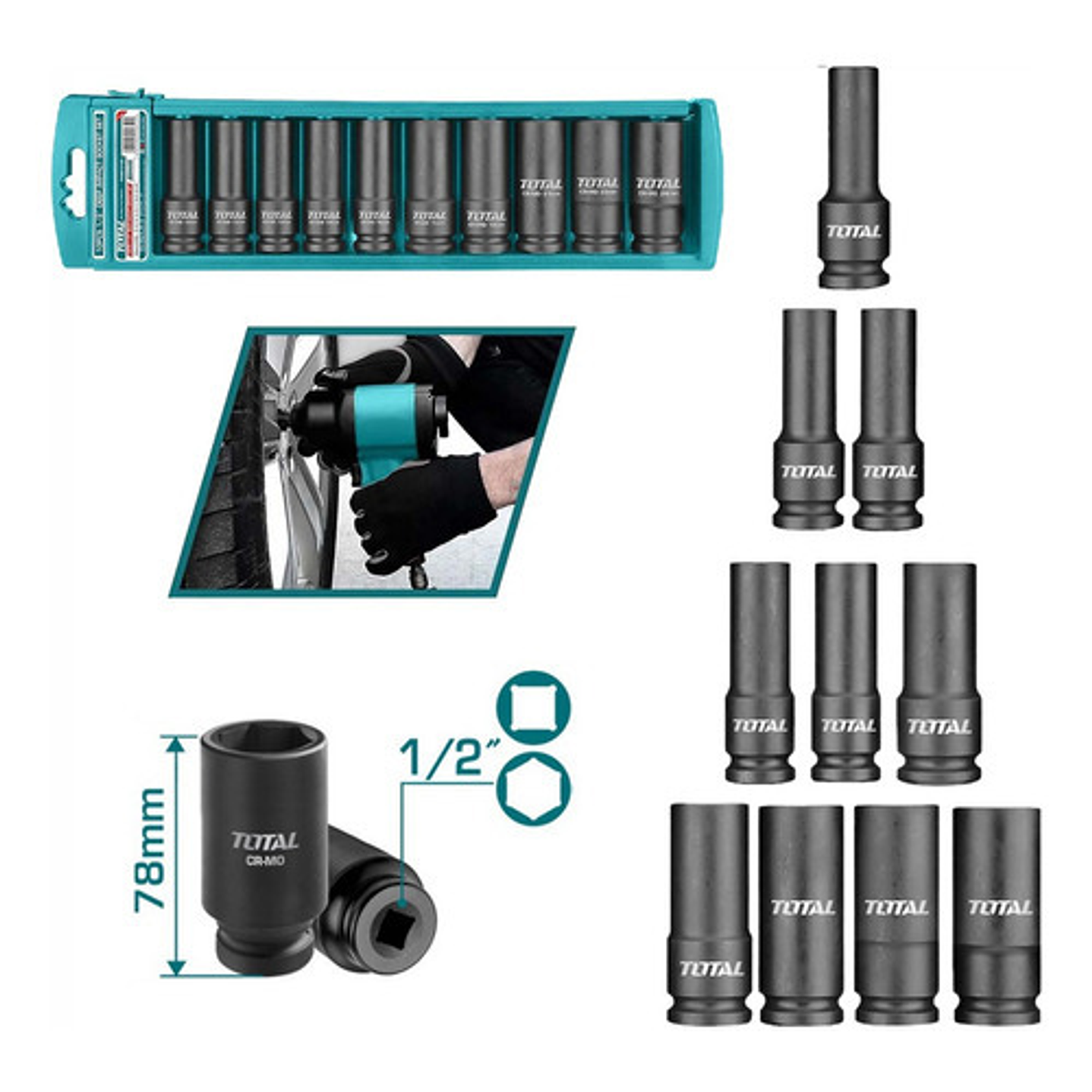 Set Dados Impacto Industriales Cr-mb 1/2 10pzas Total 5