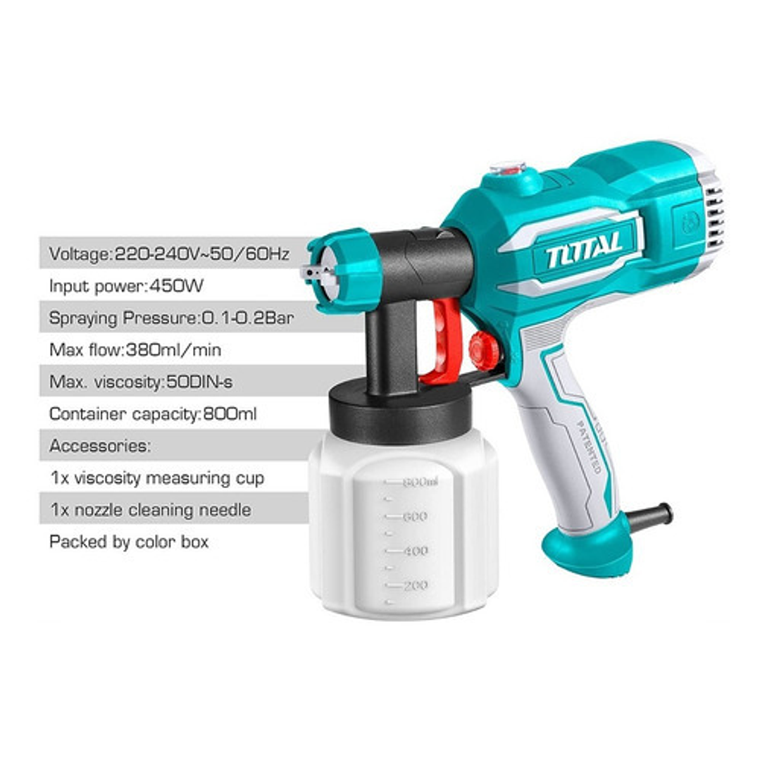Pistola De Pintar Eléctrica 450w Total No Requier Compresora Color Turquesa 6