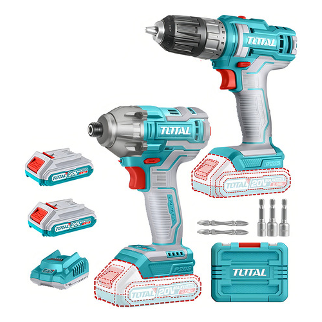 Kit Atornillador De Impacto + Taladro 20v 2bat + Carg Total Color Turquesa 1