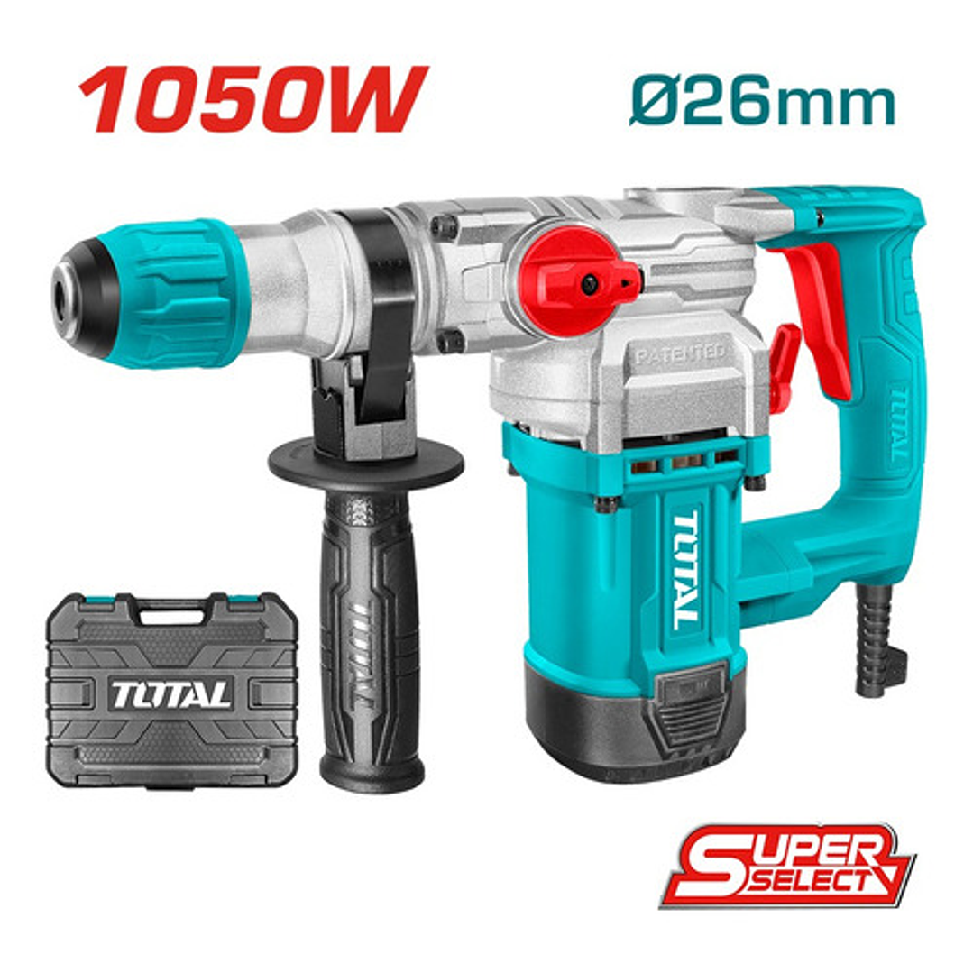 Rotomartillo Sds Plus 1050w + 3 Brocas + 2 Cinceles Total Color Turquesa Frecuencia 50/60hz 2