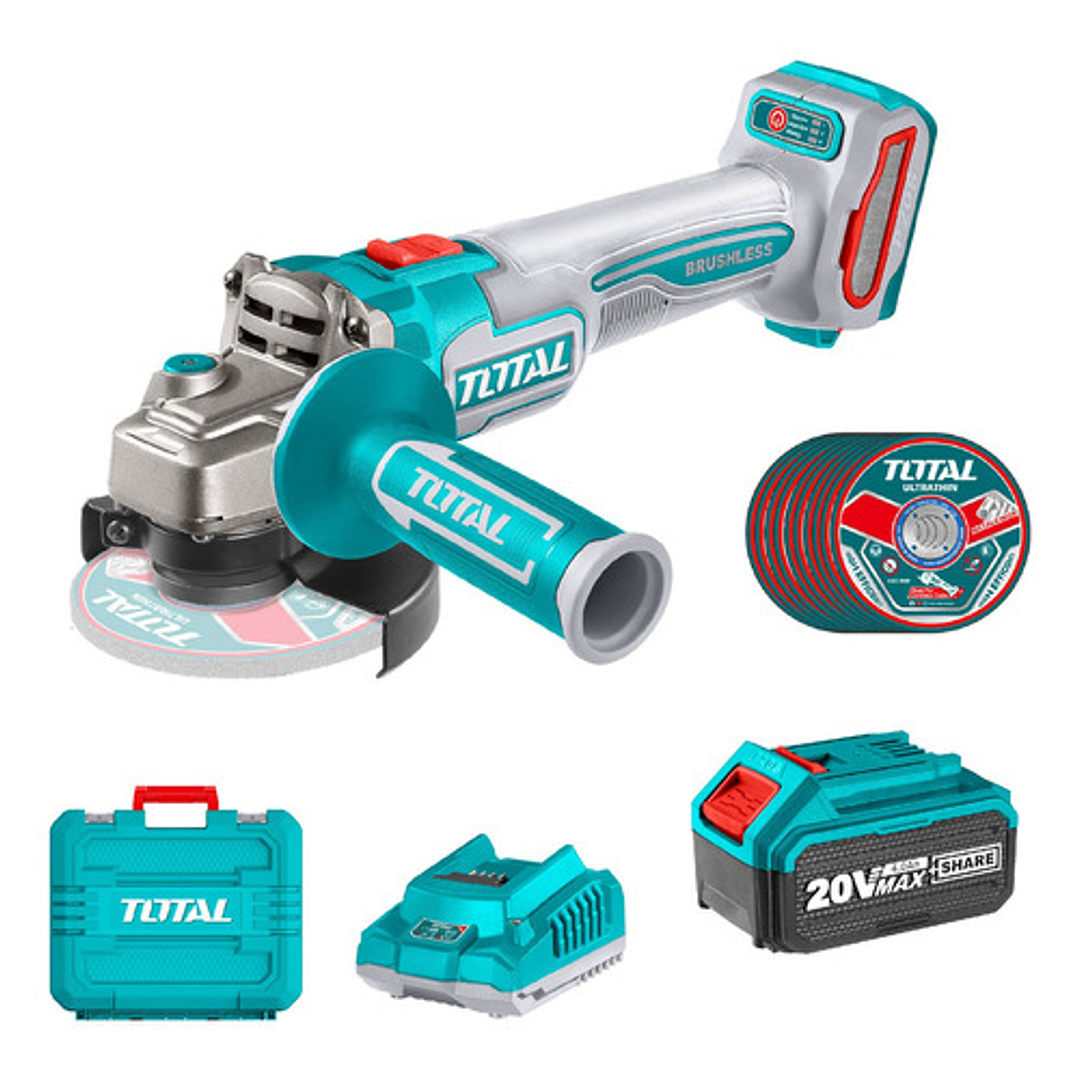 Esmeril Angu Industrial Blmotor + Bat 4a + Carg + Disc Total Color Turquesa Frecuencia 50 60hz 1