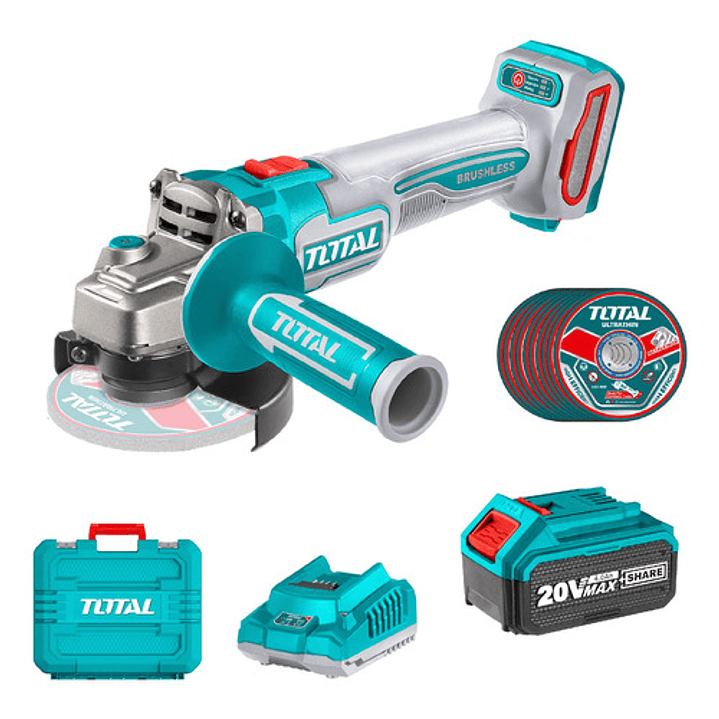 Esmeril Angu Industrial Blmotor + Bat 4a + Carg + Disc Total Color Turquesa Frecuencia 50 60hz 1