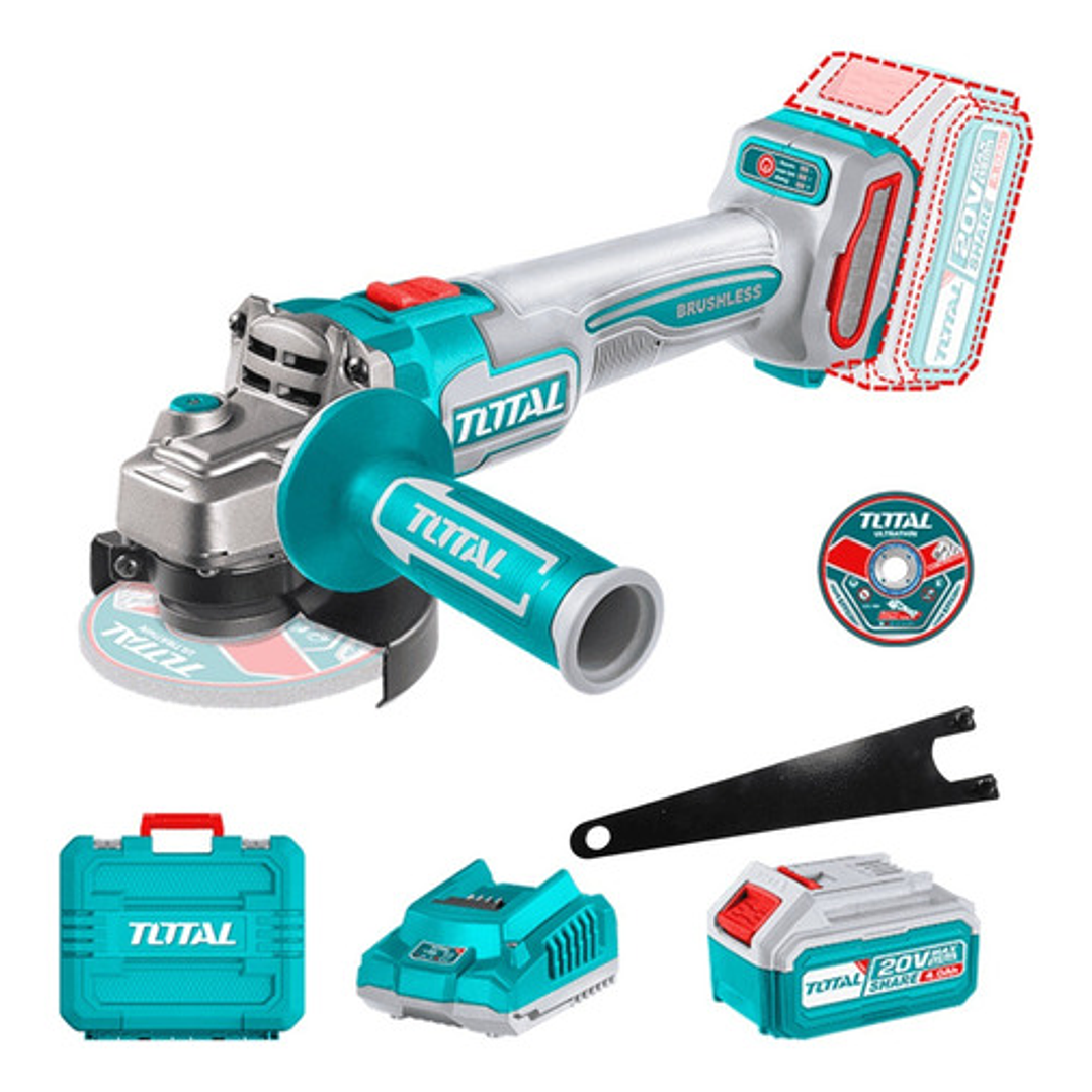 Esmeril Angu Industrial Blmotor + Bat 4a + Carg + Disc Total Color Turquesa Frecuencia 50 60hz 3