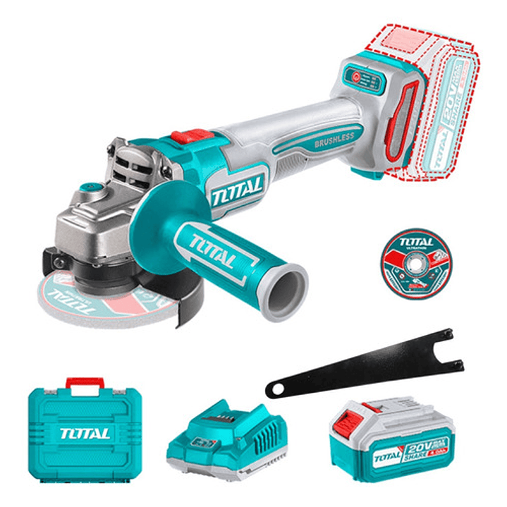 Esmeril Angu Industrial Blmotor + Bat 4a + Carg + Disc Total Color Turquesa Frecuencia 50 60hz 3