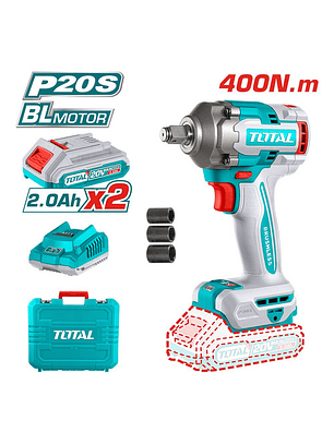 Llave Impacto Brushless 1/2 400nm + 2 Bat 2a + Carg Total Color Turquesa Frecuencia 50/60hz 20v