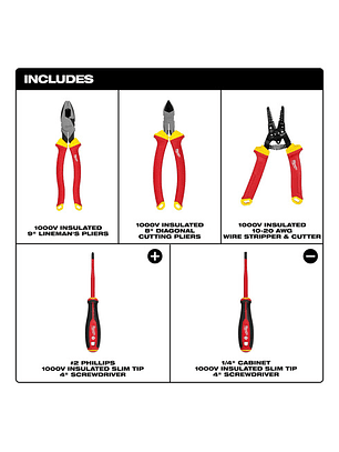 Kit Herramientas Aisladas 5 Pzas 1000v 48-22-2215 Milwauke