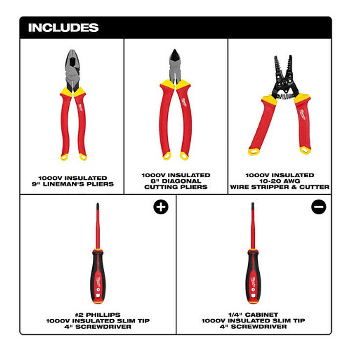 Kit Herramientas Aisladas 5 Pzas 1000v 48-22-2215 Milwauke 2