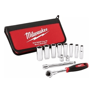 Juego De Dados Metricos 12 Pzs Mm 3/8 Milwaukee 48-22-9001