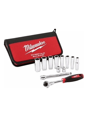 Juego De Dados Metricos 12 Pzs Mm 3/8 Milwaukee 48-22-9001