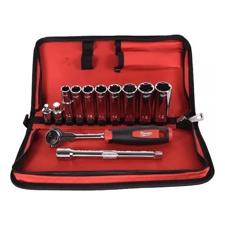 Juego De Dados Metricos 12 Pzs Mm 3/8 Milwaukee 48-22-9001 3