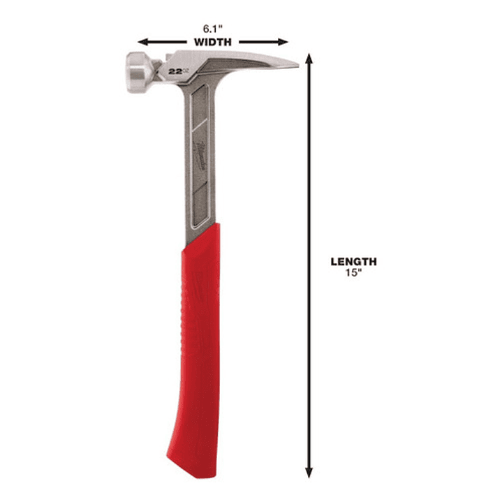 Martillo Para Enmarcar Cara Lisa 22 Oz Milwaukee 48-22-9023 6