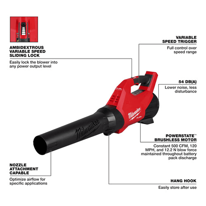 Soplador Inalambrico M18 Fuel Milwaukee 3017-20 3