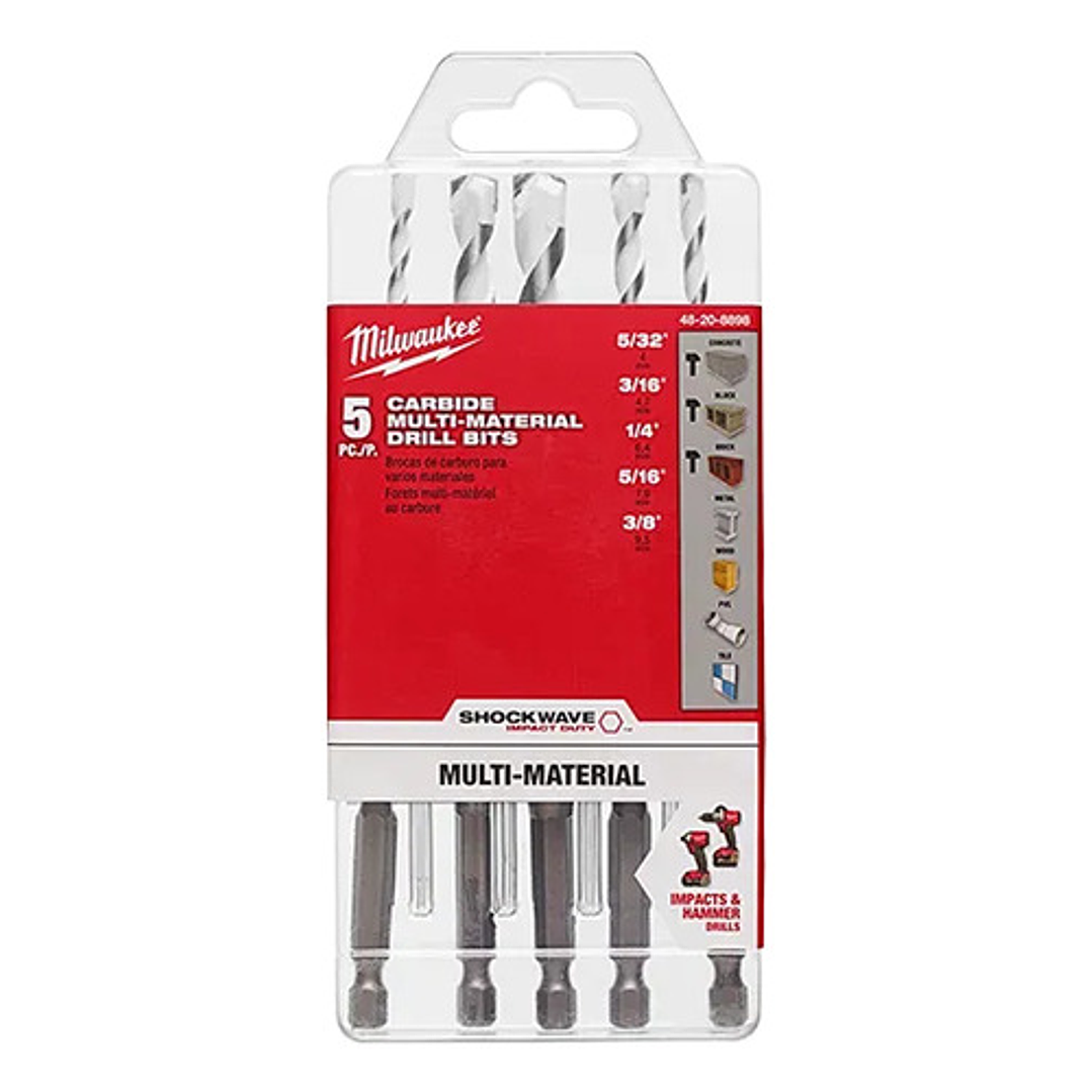 Set Brocas Carburo Shockwave(5 Unidades)milwaukee 48-20-8898 6