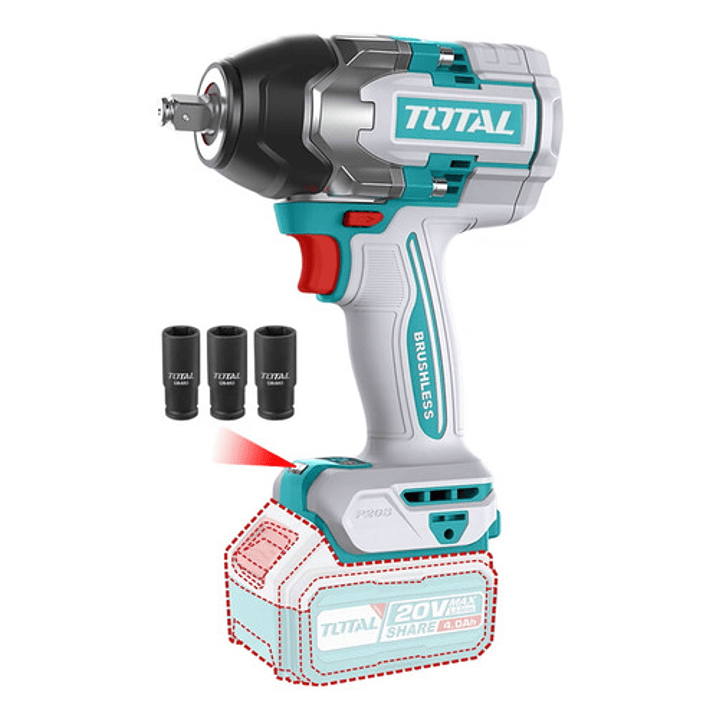 Llave De Impacto Brushless Tiwli20501 Total 500nm Sin Bat Color Turquesa Frecuencia 50 1