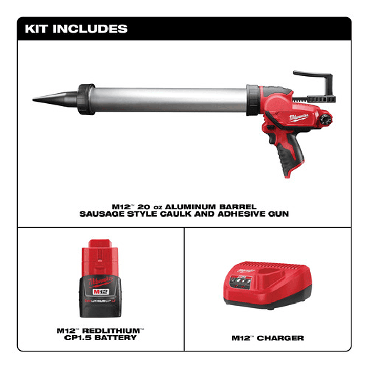 Pistola Calafatera Aluminio 20oz M12 Milwaukee 2442-21 5