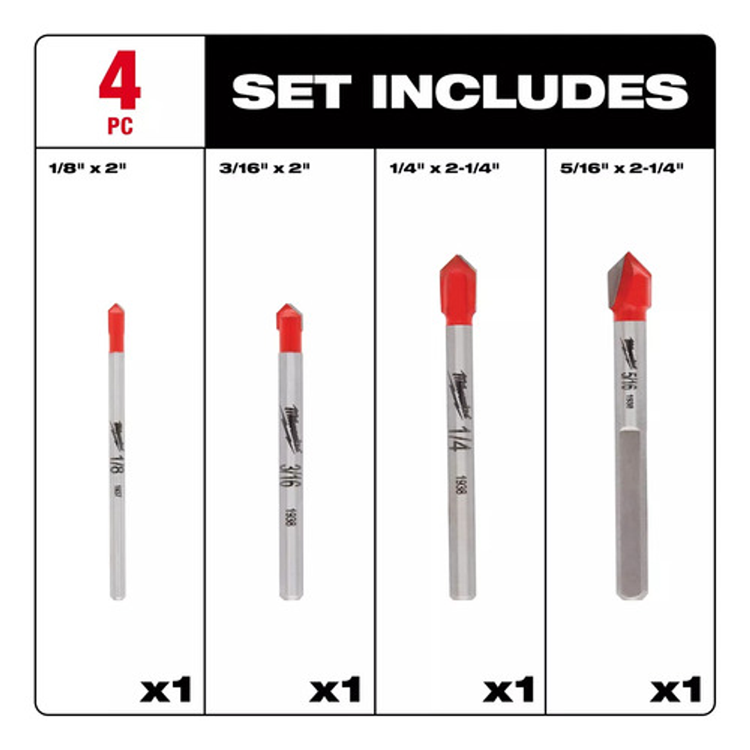 Milwaukee Brocas Para Vidrio Y Cerámica 4 Piezas 48-20-8988 4