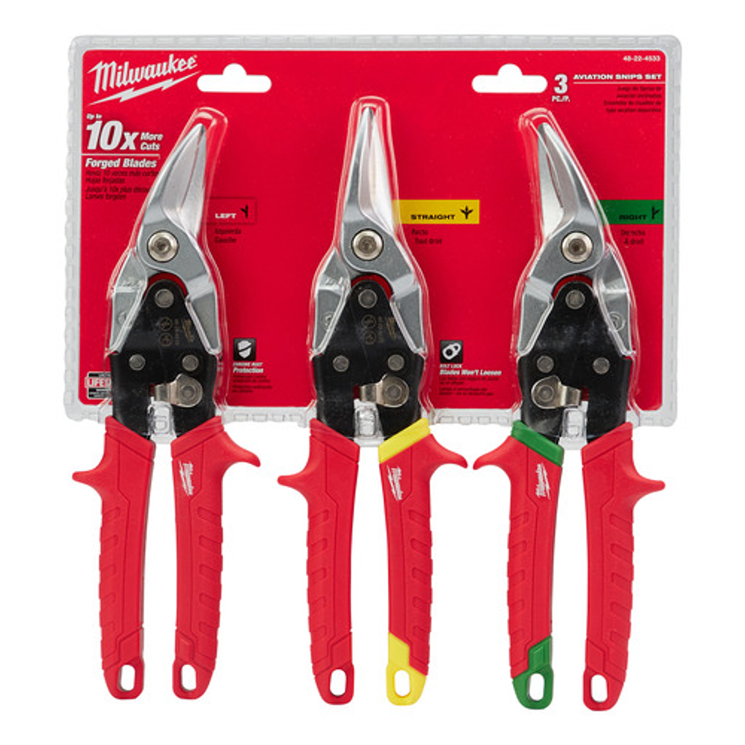 Juego De Tijeras De Aviación 3pcs Milwaukee 48-22-4533 3
