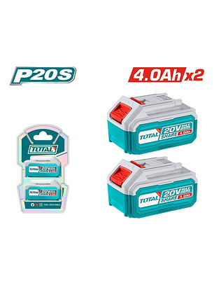 Pack 2 Baterías De Litio-ion 20v 4 Amperes Industrial Total