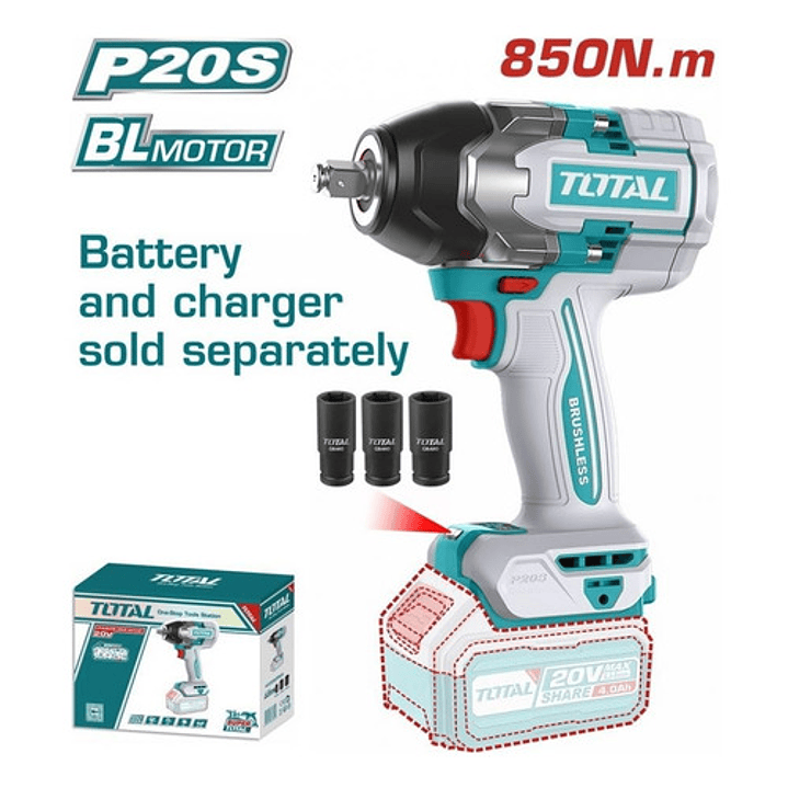 Llave De Impacto 20v 850nm Total / Tiwli20851 3