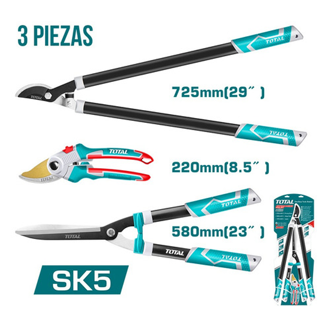 Set Tijeras De Podar Para Jardín Industrial 3 Piezas Total Color Turquesa 2