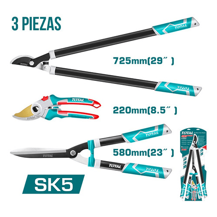 Set Tijeras De Podar Para Jardín Industrial 3 Piezas Total Color Turquesa 2