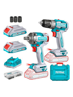 Kit Llave Impacto 400nm + Taladro 20v 2bat+ Carg Total