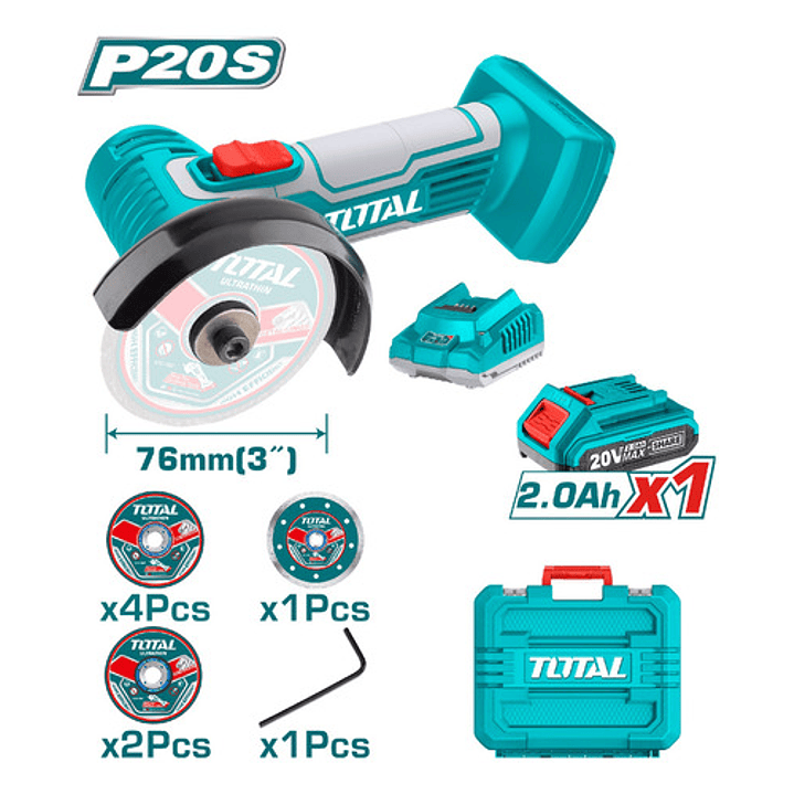 Mini Cortador Industrial + Bat 2ah + Carg + 7 Discos Total Color Pantone 322c Frecuencia 50 60hz 4