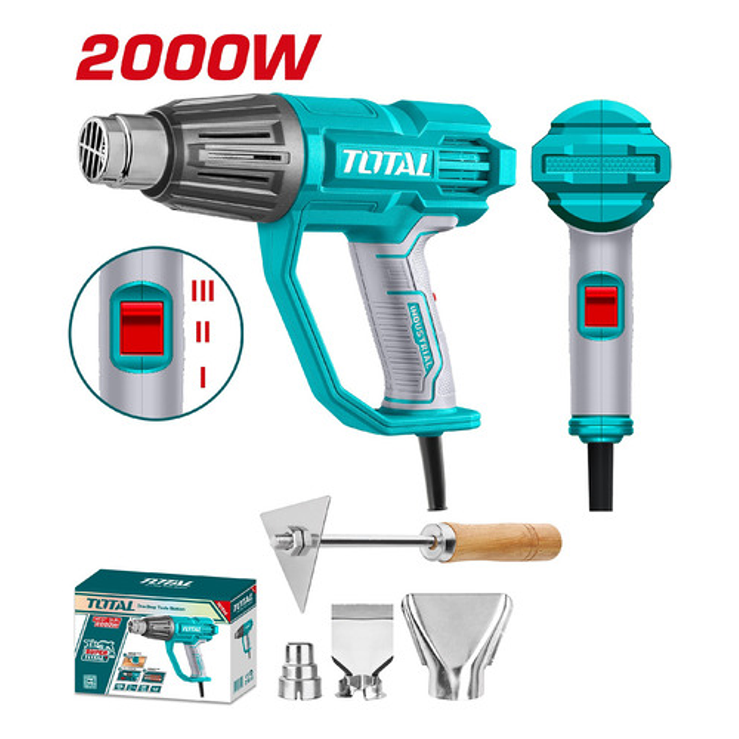 Pistola De Calor 2000w Industrial 550°c + 4 Accesorios Total Color Pantone 322c 2
