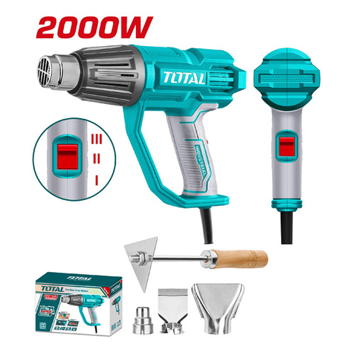 Pistola De Calor 2000w Industrial 550°c + 4 Accesorios Total Color Pantone 322c 2