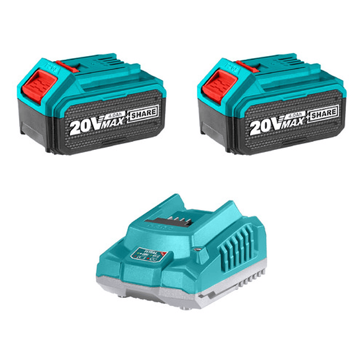 Pack 2 Baterías 4ah 20v + Cargador Inteligente Total 3