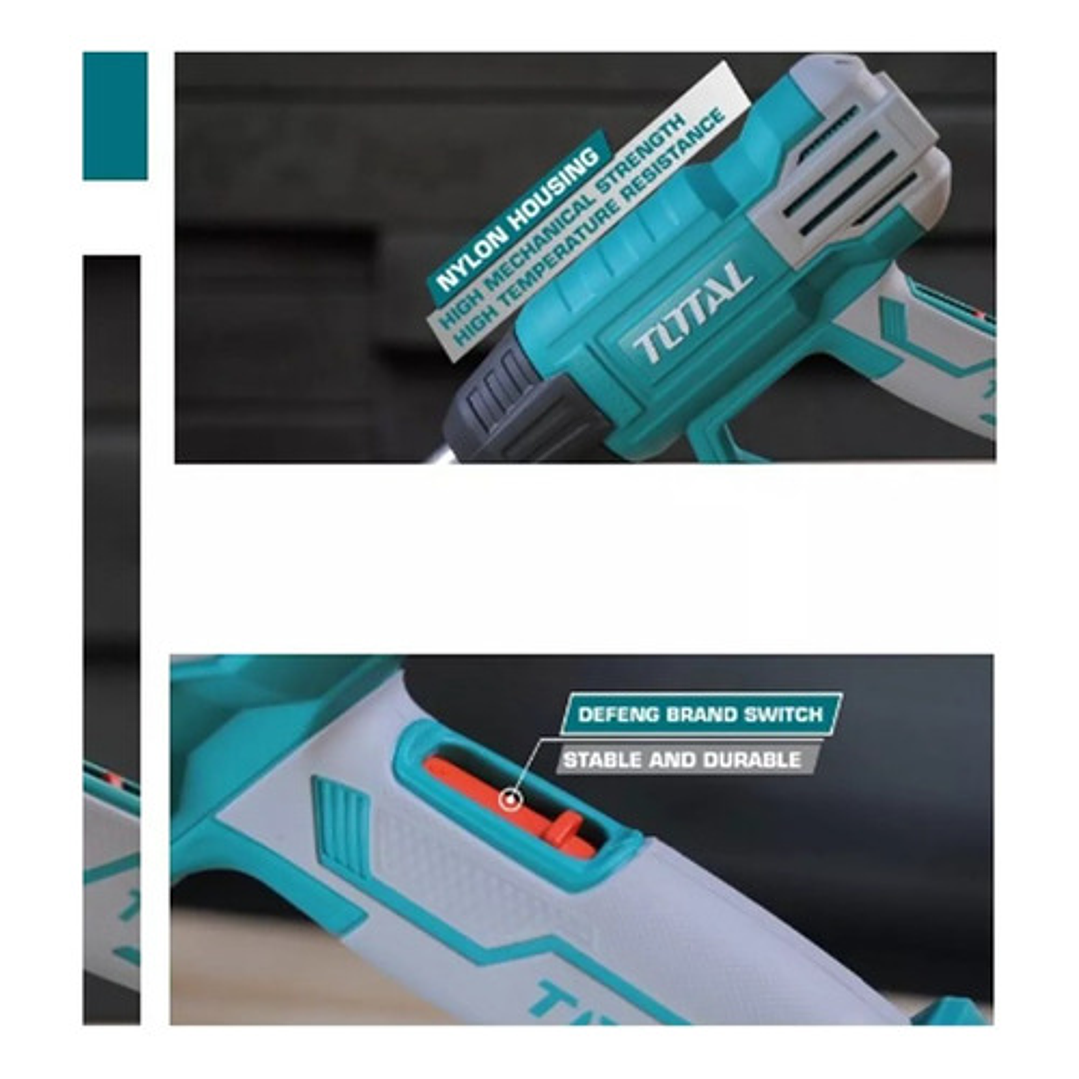 Pistola De Calor Industrial 2000w 550°c + 4 Accesorios Total Color Turquesa 4