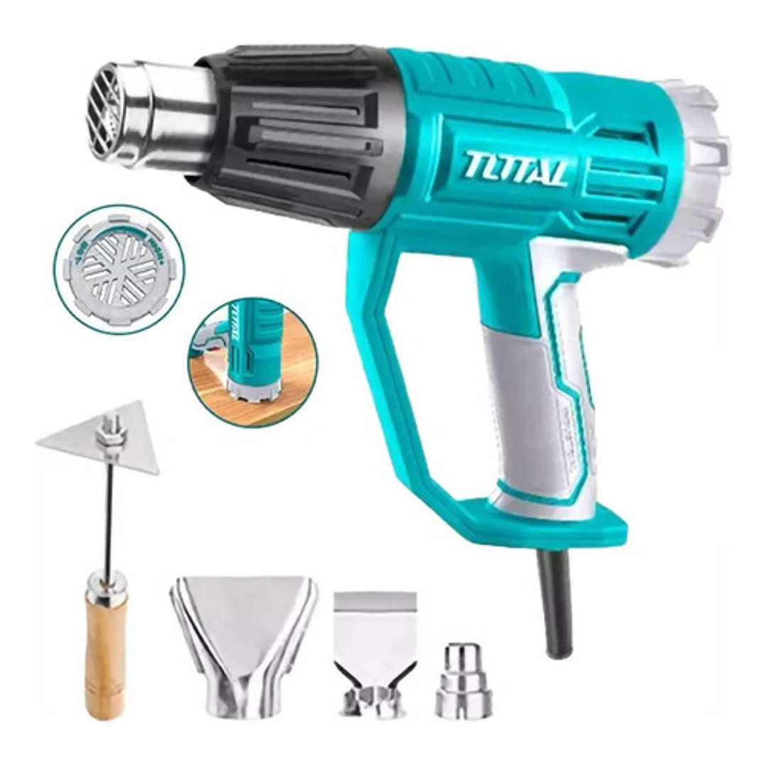 Pistola De Calor Industrial 2000w 550°c + 4 Accesorios Total Color Turquesa 5