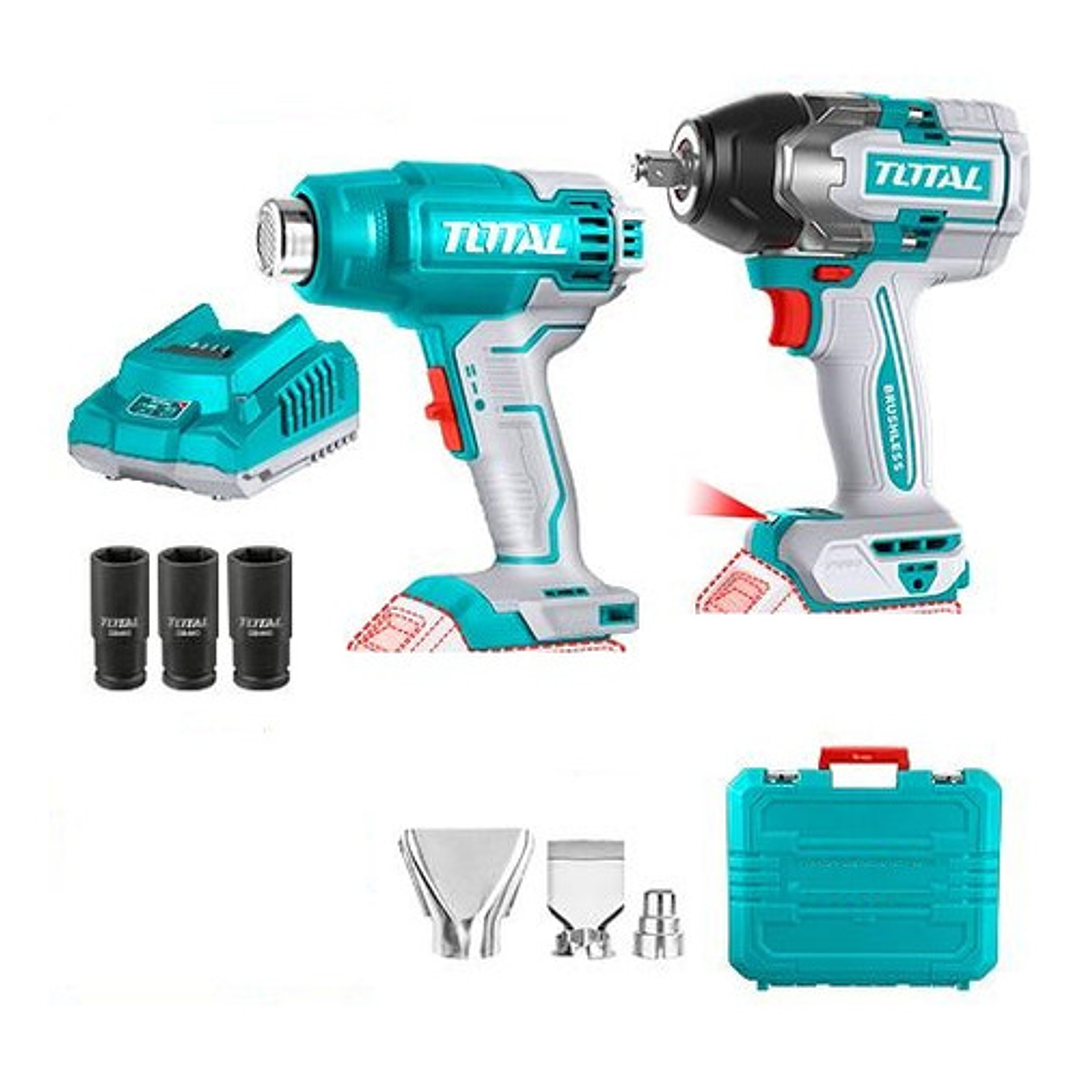 Kit Llave De Impacto 850nm + Pistola Calor Inalámbrica Total 1