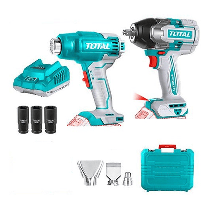Kit Llave De Impacto 850nm + Pistola Calor Inalámbrica Total 1