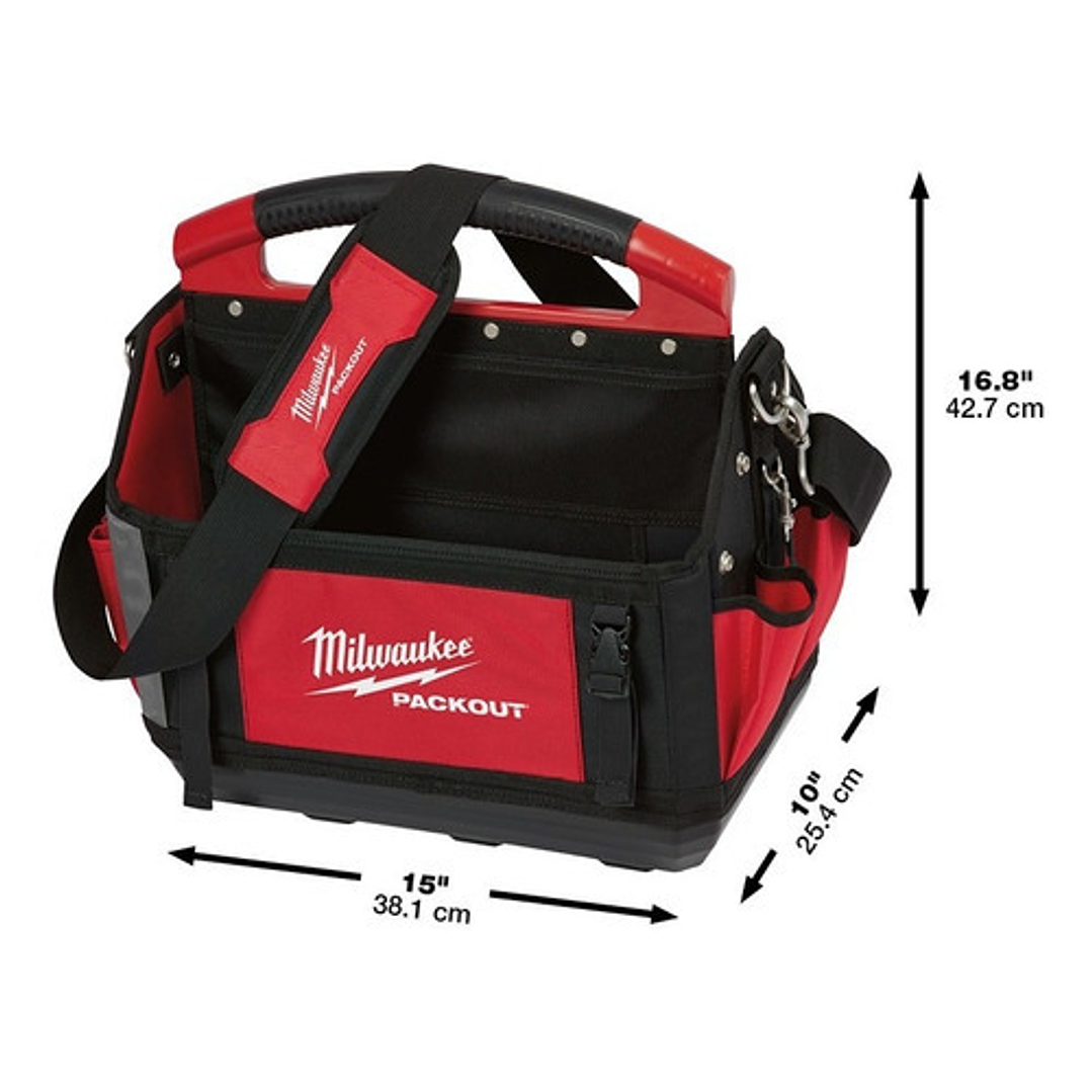 Bolso Packout Abierto 381mm Milwaukee 48-22-8315 Color Rojo 2