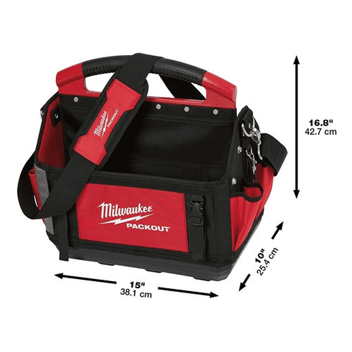 Bolso Packout Abierto 381mm Milwaukee 48-22-8315 Color Rojo 2