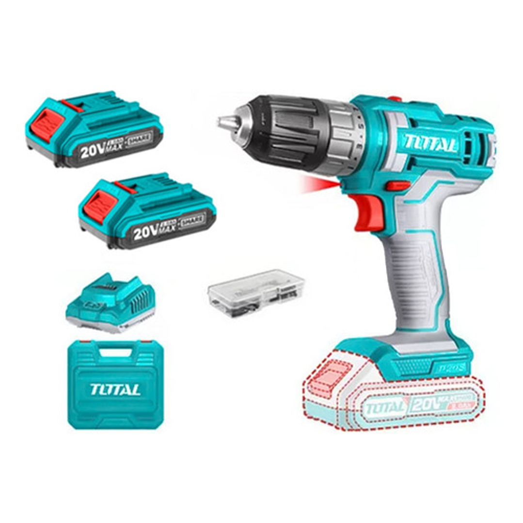 Taladro 45nm Industrial 20v + 2 Bat 2a + Carg + 47 Acc Total Color Turquesa Frecuencia 50 60hz 1