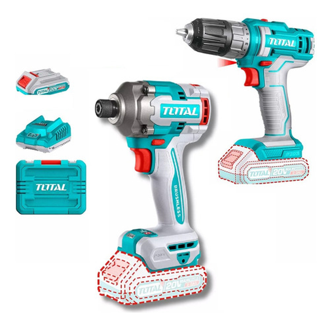 Atornillador De Impacto + Taladro 20v Total Color Azul Petróleo 2