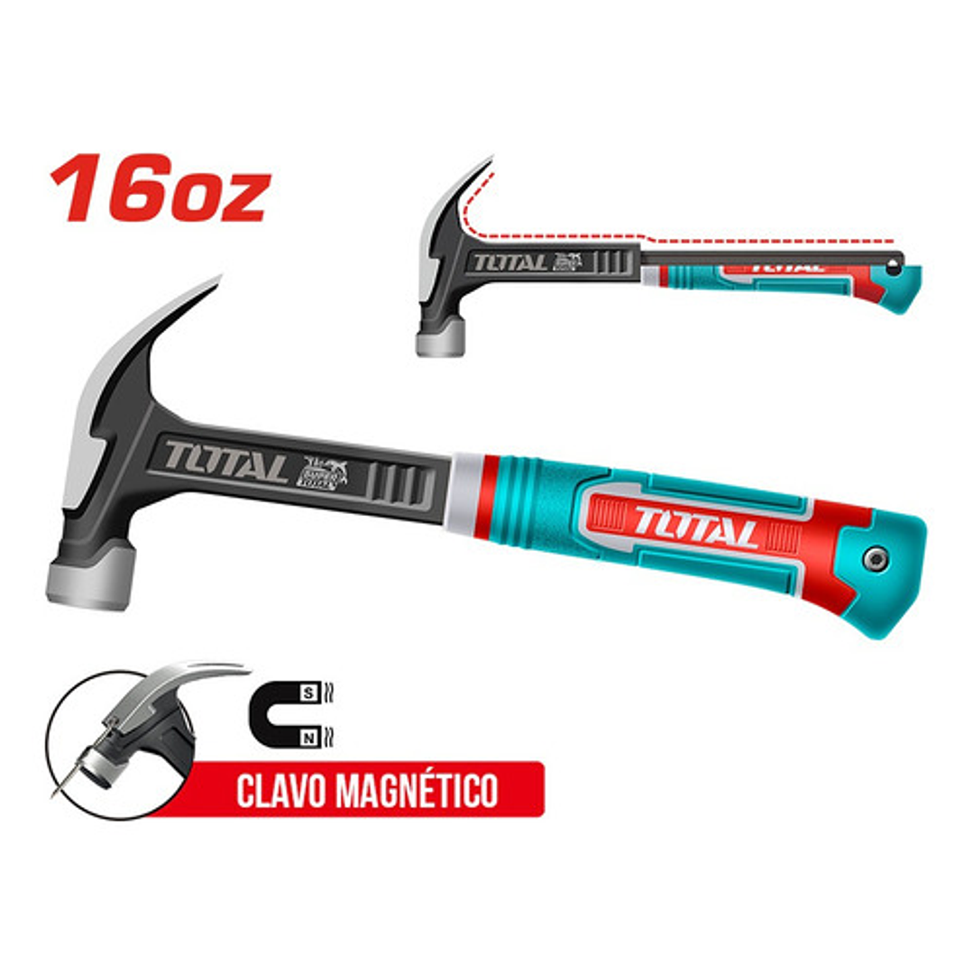 Martillo Carpintero 16oz Industrial Magnético 345mm Total 2