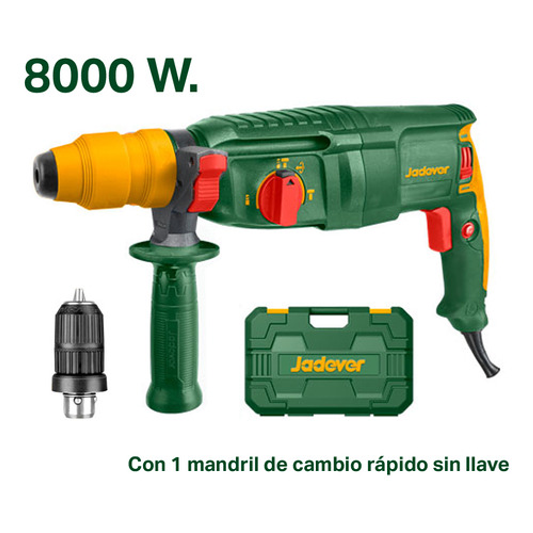 Rotomartillo Sds Plus 800w Jdrh1d26-2 Con Adaptador Jadever, 1