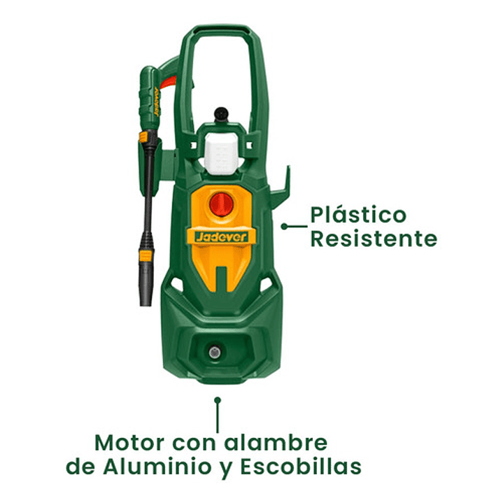 Hidrolavadora Alta Presión 1800w 130bar + 4 Piezas Jadever Color Verde Frecuencia 50/60hz 2