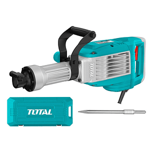 Martillo Demoledor Total 1700w Industrial, 50 Joules, Encastre Sds Hex, Sistema Anti Vibración - Incluye Maletín De Plástico Con Ruedas Y Cincel Punta - Th217068