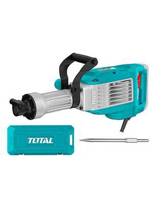 Martillo Demoledor Total 1700w Industrial, 50 Joules, Encastre Sds Hex, Sistema Anti Vibración - Incluye Maletín De Plástico Con Ruedas Y Cincel Punta - Th217068