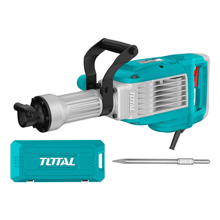 Martillo Demoledor Total 1700w Industrial, 50 Joules, Encastre Sds Hex, Sistema Anti Vibración - Incluye Maletín De Plástico Con Ruedas Y Cincel Punta - Th217068 1