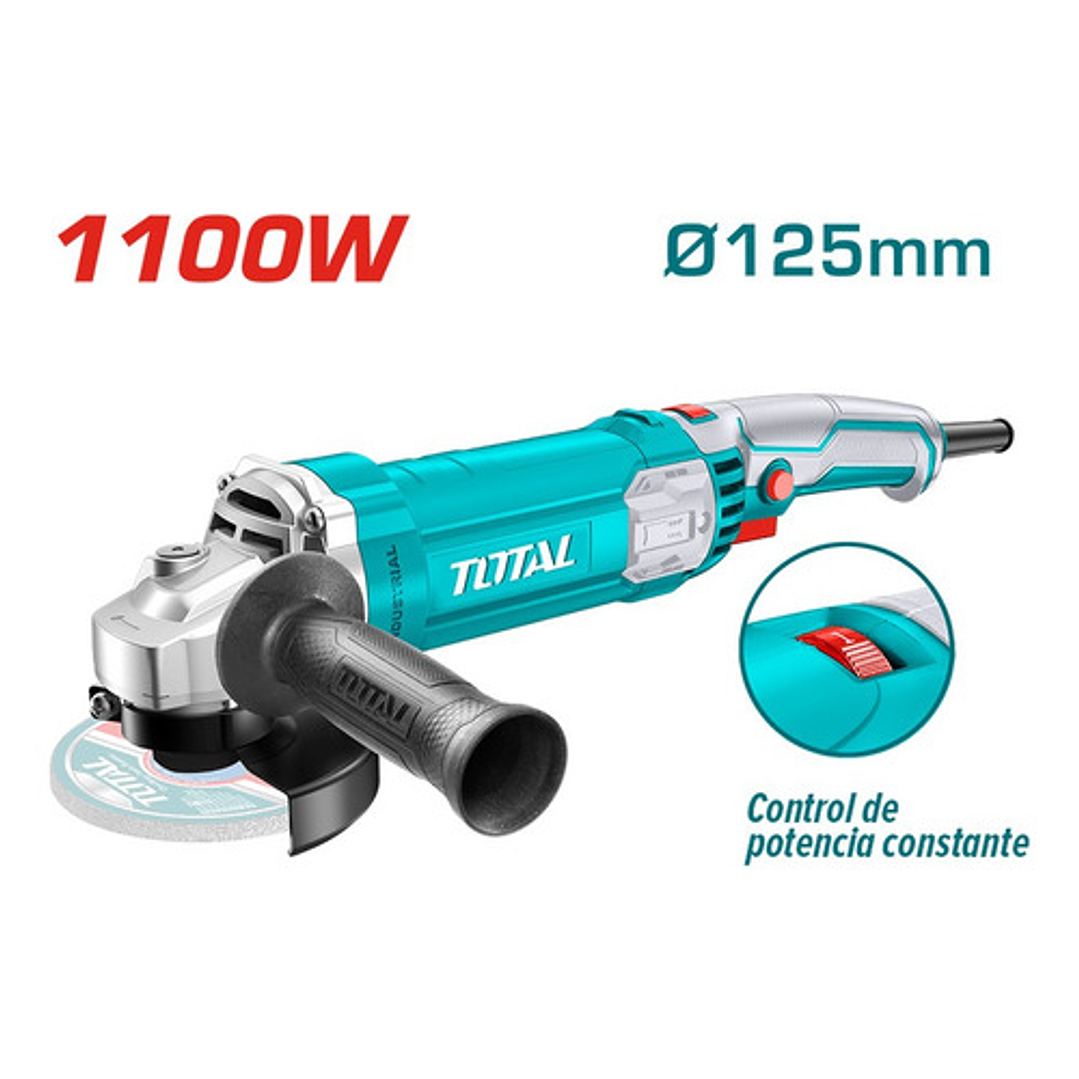 Esmeril Angular Industrial 1100w 125mm Vel Variable Total Color Turquesa 2