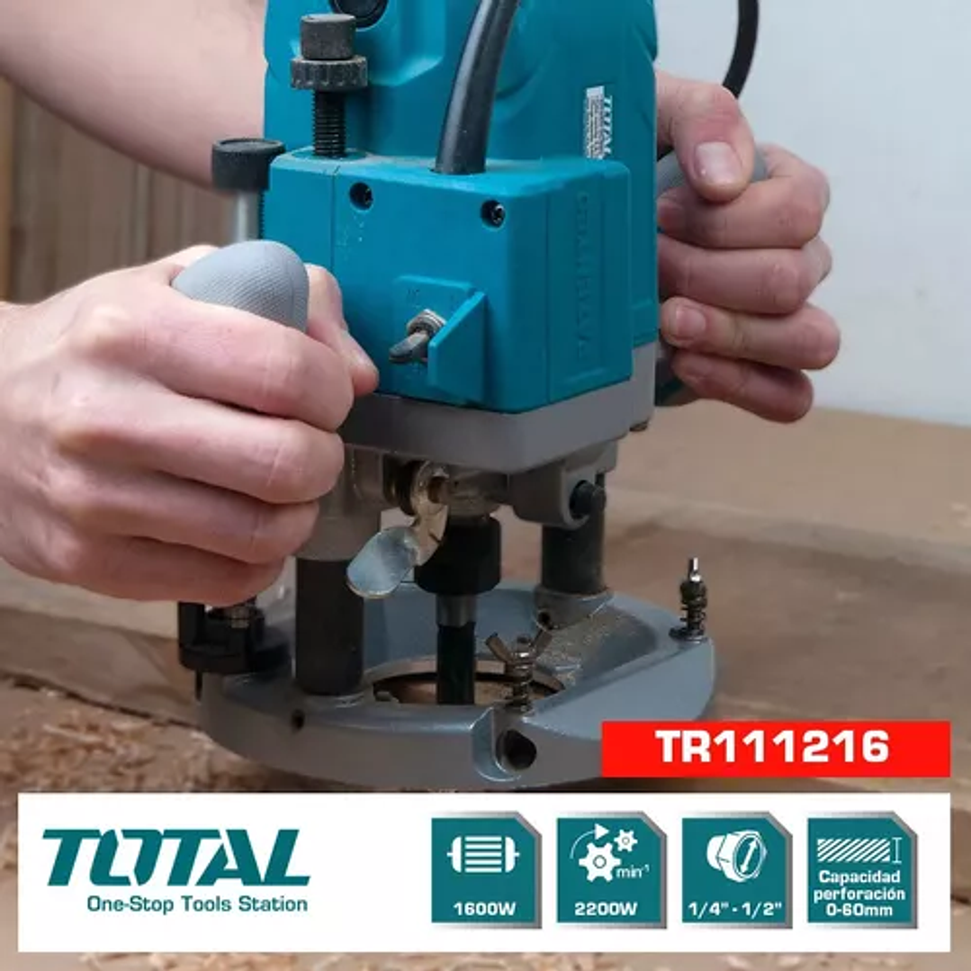 Fresadora 1600w 6, 8, 12 Mm, 1/4 , 1/2 Recorrido 0-60mm tr111216 3