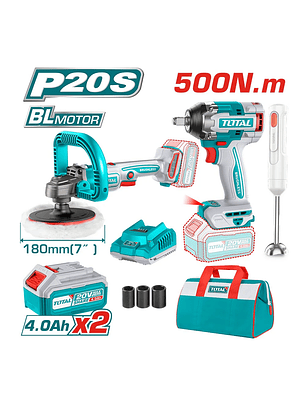 Kit Llave De Impacto+ Pulidora+ Batidora Multimixer 20v Color Turquesa 20v