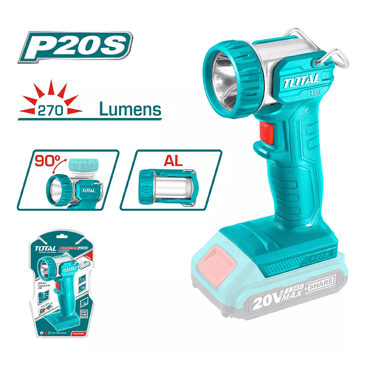 Linterna Lámpara Inalámbrica 20v 270 Lúmenes Total 3