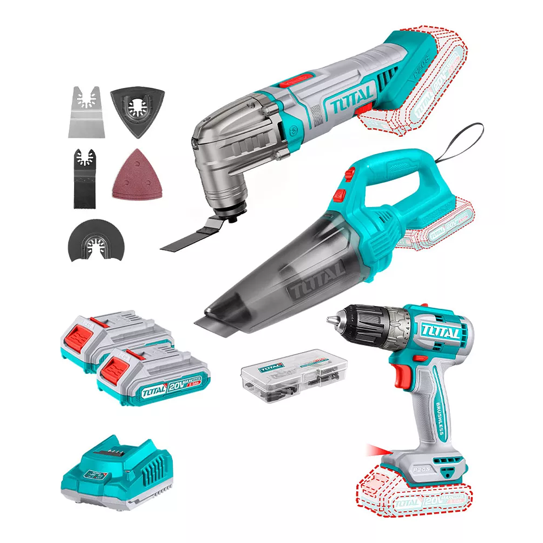 Multiherramienta 20v + Taladro Inál 10mm + Aspiradora Total 1