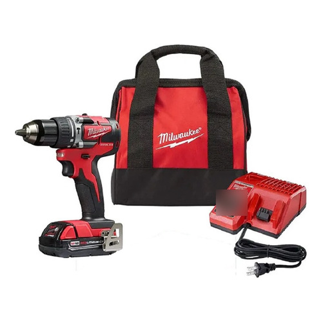 Taladro Percutor 18v Brushless Milwaukee 1 Bat + Bolso Color Rojo 1